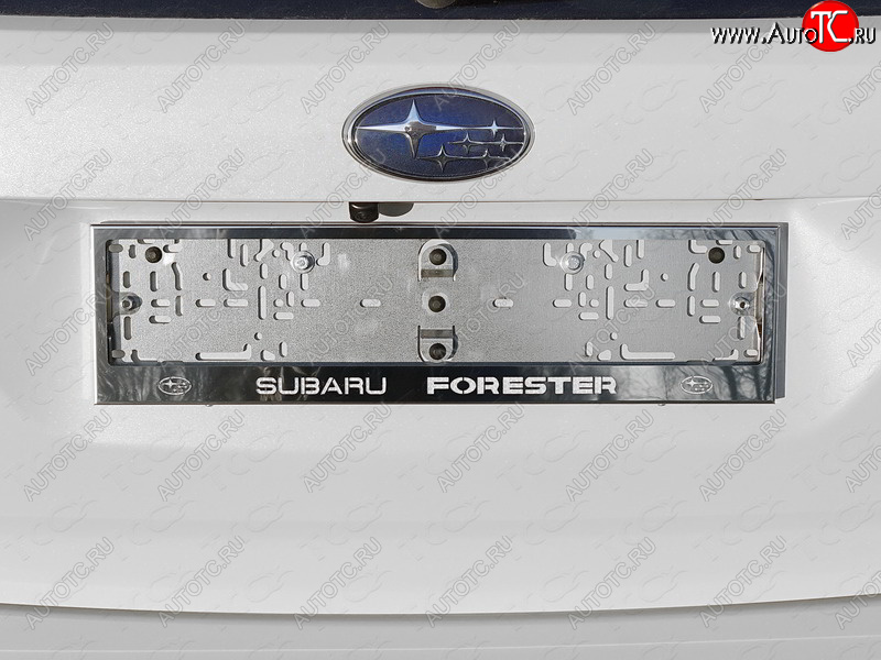 5 999 р. Рамка гос. номера ТСС Тюнинг Subaru Forester SK/S14 дорестайлинг (2018-2021) (нержавейка)  с доставкой в г. Йошкар-Ола