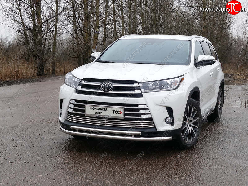 6 449 р. Рамка гос. номера ТСС Тюнинг  Toyota Highlander  XU50 (2016-2020) рестайлинг (нержавейка)  с доставкой в г. Йошкар-Ола