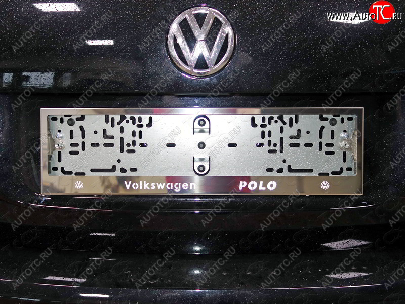 6 449 р. Рамка гос. номера ТСС Тюнинг  Volkswagen Polo  5 (2015-2020) седан рестайлинг, хэтчбек рестайлинг (нержавейка)  с доставкой в г. Йошкар-Ола