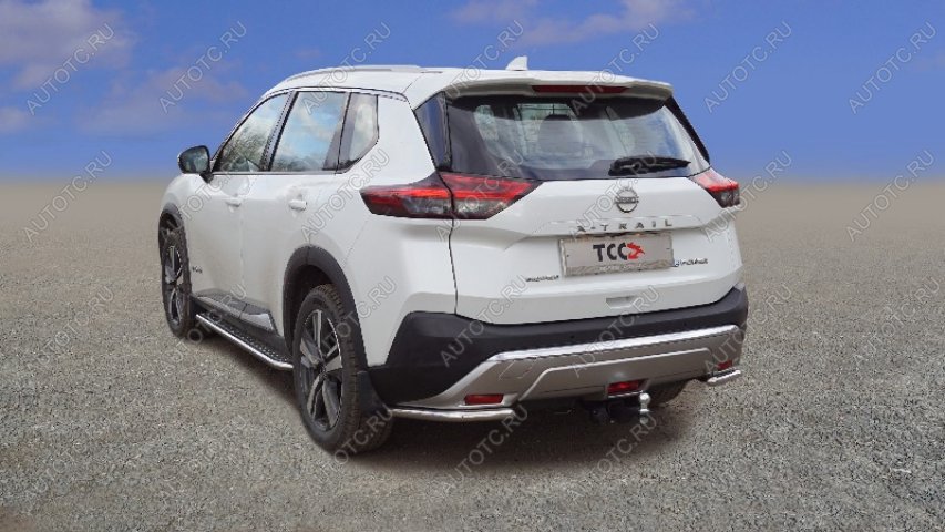 14 899 р. Защита заднего бампера (уголки) d 42,4 мм ТСС Тюнинг  Nissan X-trail  4 T33 (2021-2024) дорестайлинг (нержавейка)  с доставкой в г. Йошкар-Ола