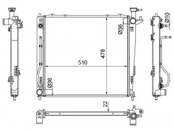 Радиатор охлаждающей жидкости SAT Hyundai (Хюндаи) Santa Fe (Санта)  DM (2012-2019), KIA (КИА) Cerato (Серато) ( 3 YD,  4 BD) (2013-2021)