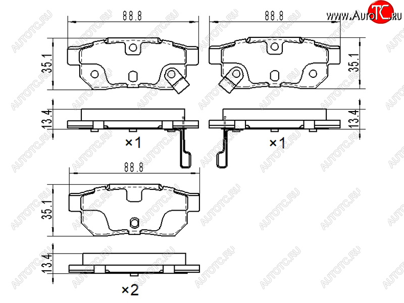 729 р. Колодки тормозные задние RH-LH SAT  Honda Fit ( GP,GK,  3,  3 GP,GK) (2013-2020)  дорестайлинг, GP,GK 1-ый рестайлинг, 2-ой рестайлинг  с доставкой в г. Йошкар-Ола