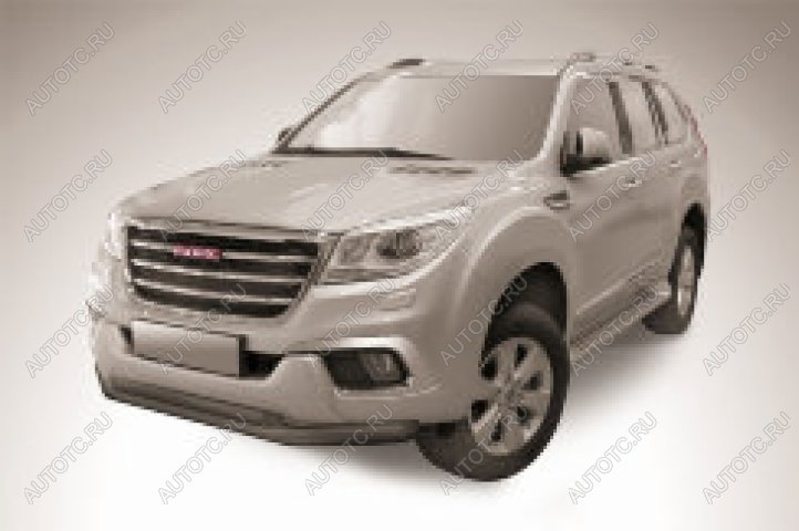 16 699 р. Защита переднего бампера d76+d57 двойная Slitkoff Haval H9 1-ый рестайлинг (2017-2019) (нержавейка с полимерным покрытием в цвет черный)  с доставкой в г. Йошкар-Ола