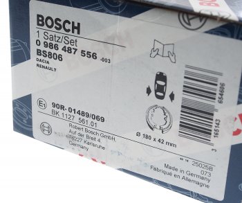 1 849 р. Колодки тормозные задние барабанные (4шт.) BOSCH Renault Logan 2 дорестайлинг (2014-2018)  с доставкой в г. Йошкар-Ола. Увеличить фотографию 4