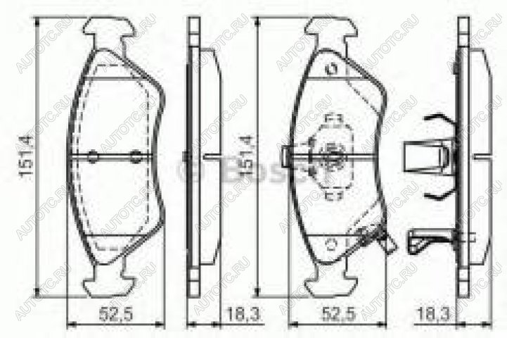 1 329 р. Колодки тормозные передние (4шт.) BOSCH KIA Clarus GC универсал рестайлинг (1998-2001)  с доставкой в г. Йошкар-Ола