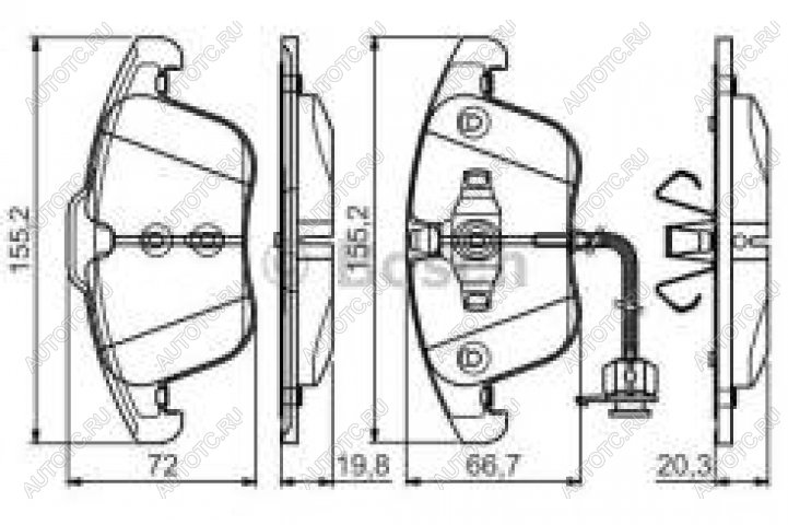 4 199 р. Колодки тормозные передние (4шт.) BOSCH Audi A4 B8 дорестайлинг, универсал (2007-2011)  с доставкой в г. Йошкар-Ола