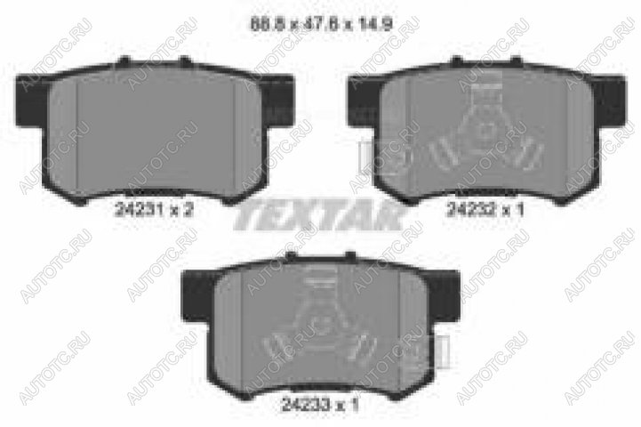 3 099 р. Колодки тормозные задние (4шт.) TEXTAR Honda CR-V RD4,RD5,RD6,RD7,RD9  дорестайлинг (2001-2004)  с доставкой в г. Йошкар-Ола