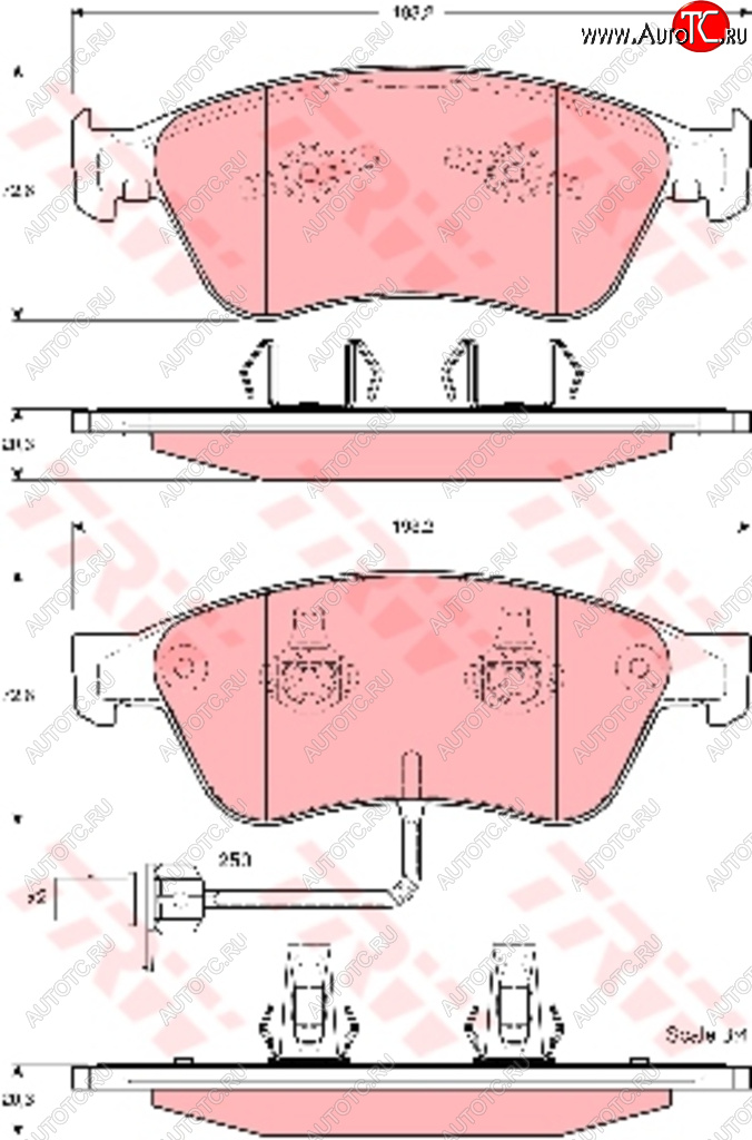 8 649 р. Колодки тормозные передние (4шт.) TRW Audi A8 D3 дорестайлинг (2002-2005)  с доставкой в г. Йошкар-Ола