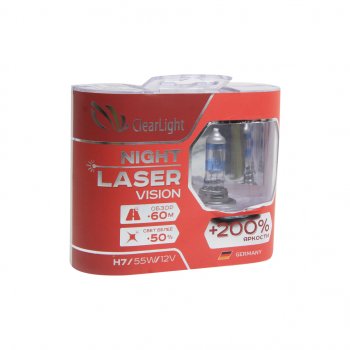 1 059 р. Лампа 12V H7 55W +200% (2шт.) Night Laser Vision CLEARLIGHT Nissan Navara 2 D40 рестайлинг (2010-2016)  с доставкой в г. Йошкар-Ола. Увеличить фотографию 1