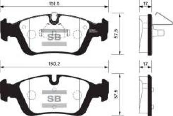 2 599 р. Колодки тормозные передние (4шт.) SANGSIN BMW 3 серия E46 седан дорестайлинг (1998-2001)  с доставкой в г. Йошкар-Ола. Увеличить фотографию 1