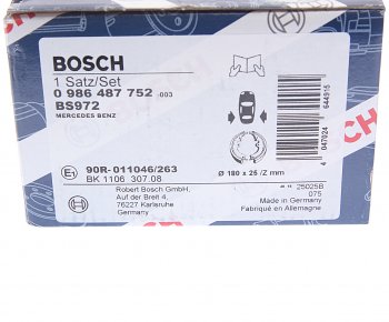 3 279 р. Колодки тормозные задние барабанные (4шт.) BOSCH Mercedes-Benz E-Class W212 дорестайлинг седан (2009-2012)  с доставкой в г. Йошкар-Ола. Увеличить фотографию 5