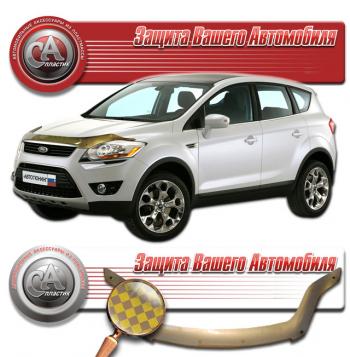 2 449 р. Дефлектор капота CA-Plastic  Ford Kuga  1 (2008-2013) (серия Шелкография золото)  с доставкой в г. Йошкар-Ола. Увеличить фотографию 2