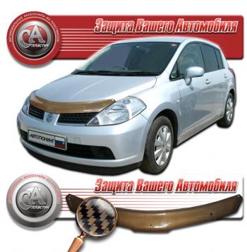 Дефлектор капота (правый руль) CA-Plastiс Nissan Tiida 1 хэтчбэк C11 дорестайлинг, Япония (2004-2007)