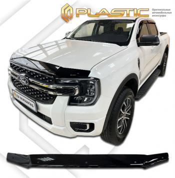 1 899 р. Дефлектор капота CA-Plastiс  Ford Ranger (2019-2023) SuperCab, SuperCrew (серия Classic черный)  с доставкой в г. Йошкар-Ола. Увеличить фотографию 2