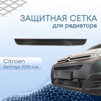 3 599 р. Защитная сетка в бампер (низ, ячейка 3х7 мм) Alfeco Стандарт  CITROEN Berlingo  B9 (2015-2022) рестайлинг (Чёрная)  с доставкой в г. Йошкар-Ола. Увеличить фотографию 3