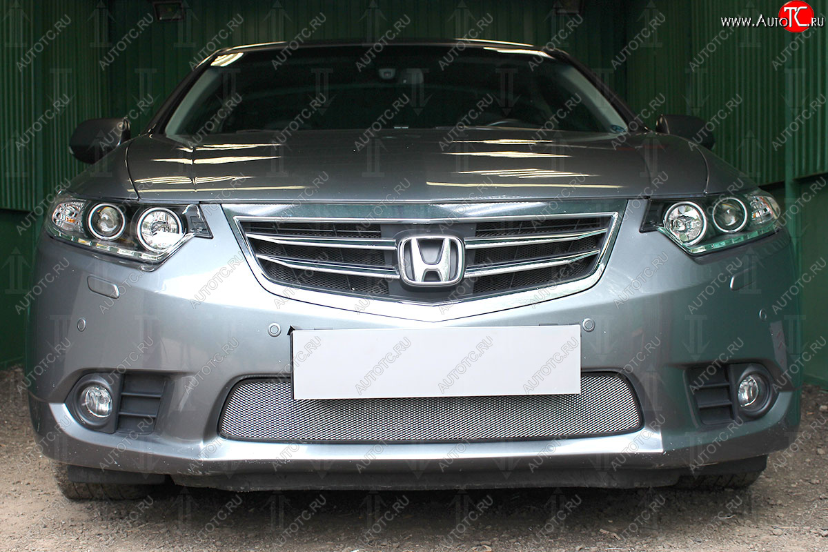 3 899 р. Защитная сетка в бампер (низ, ячейка 3х7 мм) Alfeco Стандарт  Honda Accord  CR (2013-2016) седан дорестайлинг (Хром)  с доставкой в г. Йошкар-Ола