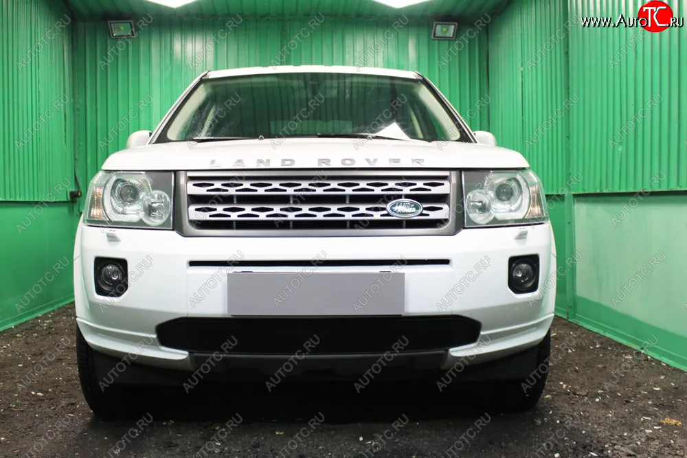 3 199 р. Защитная сетка в бампер (низ, ячейка 3х7 мм) Alfeco Стандарт Land Rover Freelander L359 1-ый рестайлинг (2010-2012) (Чёрная)  с доставкой в г. Йошкар-Ола