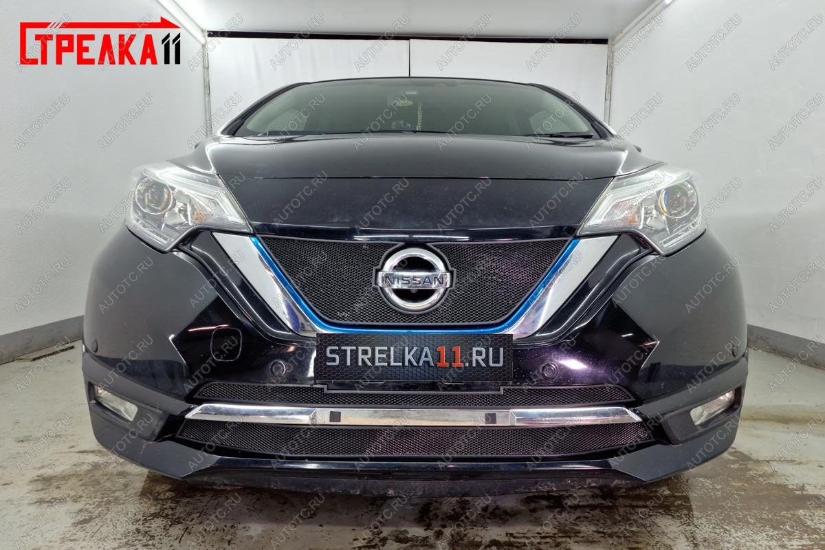 4 749 р. Защита радиатора (низ, Medalist X, 2 части) Стрелка11 Стандарт Nissan Note 2 E12 рестайлинг (2016-2020) (черная)  с доставкой в г. Йошкар-Ола