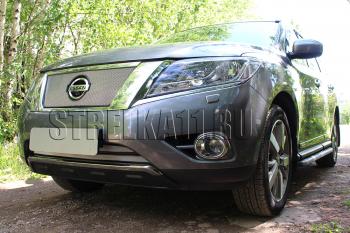 Защита радиатора (верх) Стрелка11 Стандарт Nissan (Нисан) Pathfinder (Патфайндер)  R52 (2012-2017) R52 дорестайлинг ()