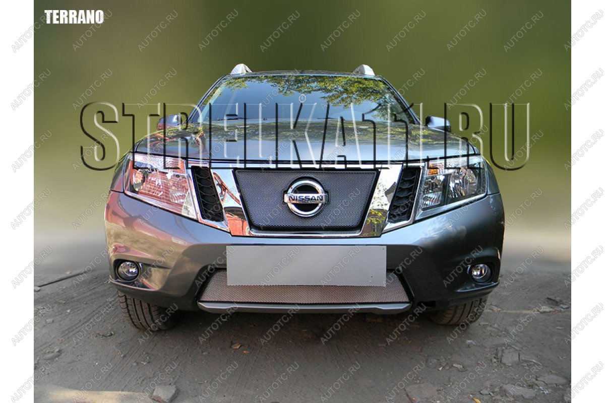 3 279 р. Защита радиатора (верх) Стрелка11 Стандарт Nissan Terrano D10 дорестайлинг (2013-2016) (черная)  с доставкой в г. Йошкар-Ола