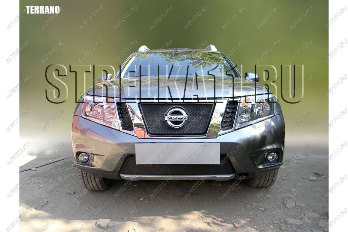 3 099 р. Защита радиатора (низ) Стрелка11 Стандарт Nissan Terrano D10 дорестайлинг (2013-2016) (черная)  с доставкой в г. Йошкар-Ола