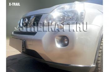 3 199 р. Защита радиатора (середина) Стрелка11 Стандарт  Nissan X-trail  2 T31 (2007-2011) дорестайлинг (черная)  с доставкой в г. Йошкар-Ола. Увеличить фотографию 2