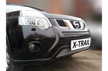 2 699 р. Защита радиатора (середина) Стрелка11 Стандарт  Nissan X-trail  2 T31 (2010-2015) рестайлинг (хром)  с доставкой в г. Йошкар-Ола. Увеличить фотографию 1