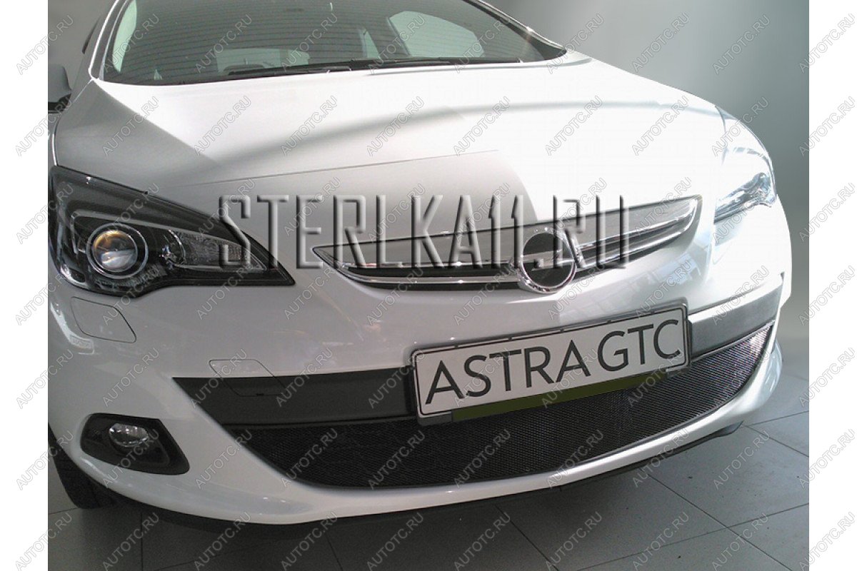 3 779 р. Защита радиатора Стрелка11 Стандарт  Opel Astra  J GTC (2011-2018) (черная)  с доставкой в г. Йошкар-Ола