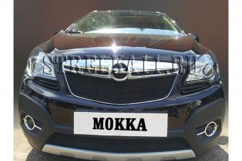 3 899 р. Защита радиатора (верх) Стрелка11 Стандарт Opel Mokka  дорестайлинг (2012-2016) (черная)  с доставкой в г. Йошкар-Ола. Увеличить фотографию 2