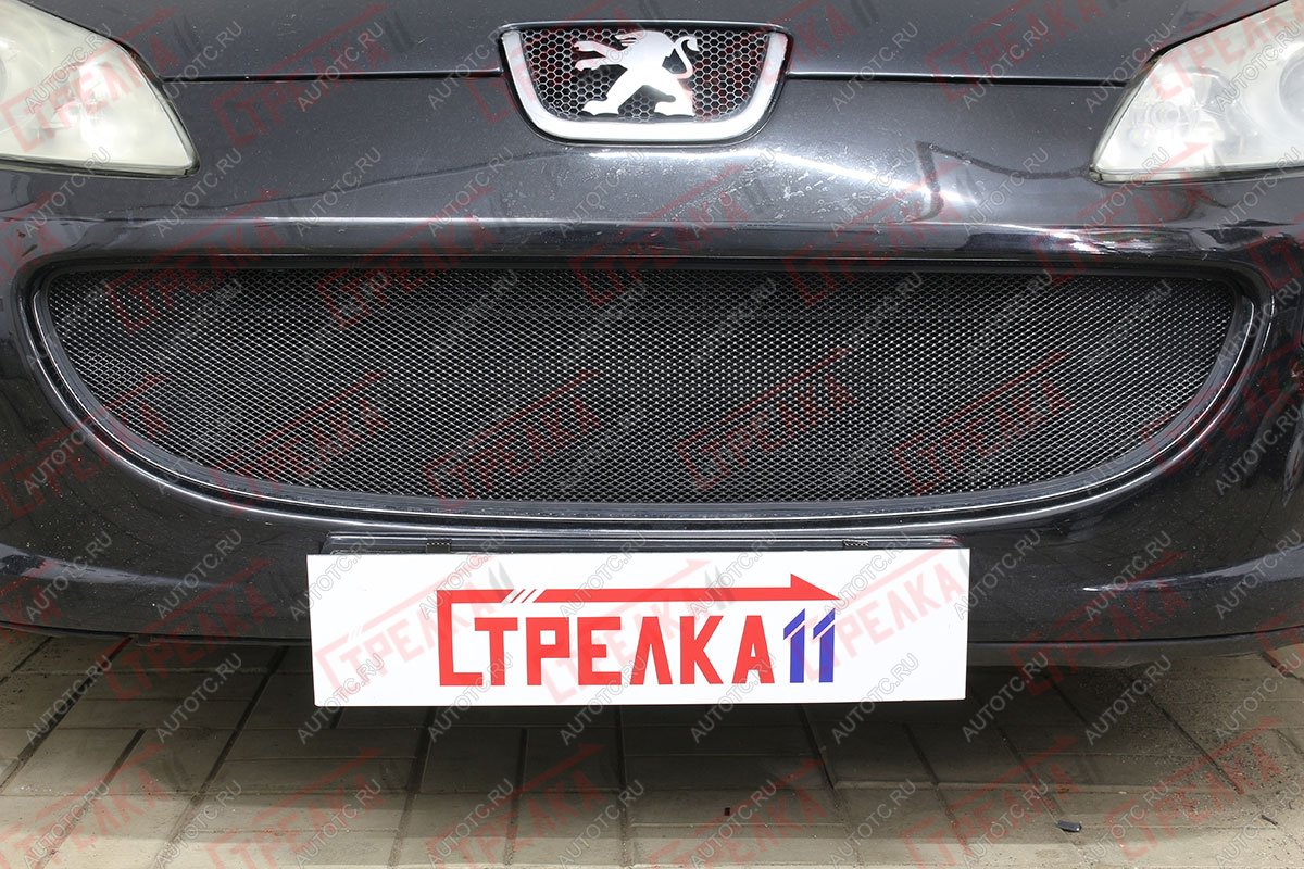 3 899 р. Защита радиатора (низ) Стрелка11 Стандарт  Peugeot 407 ( седан,  универсал) (2004-2011) (черная)  с доставкой в г. Йошкар-Ола