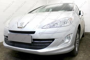 3 679 р. Защита радиатора (3 части) Стрелка11 Стандарт Peugeot 408  дорестайлинг (2010-2017) (черная)  с доставкой в г. Йошкар-Ола. Увеличить фотографию 2