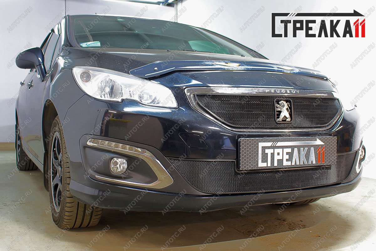 3 799 р. Защита радиатора (верх) Стрелка11 Стандарт  Peugeot 408 (2015-2022) рестайлинг (хром)  с доставкой в г. Йошкар-Ола