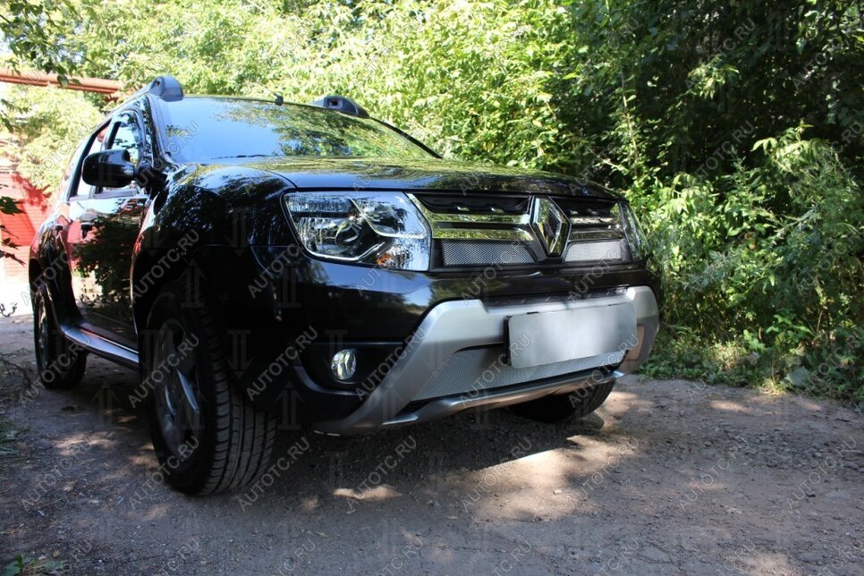 3 199 р. Защита радиатора (верх) Стрелка11 Стандарт  Renault Duster  HS (2015-2021) рестайлинг (хром)  с доставкой в г. Йошкар-Ола