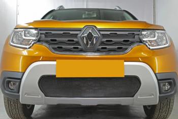 3 599 р. Защита радиатора (верх, 4 части) Стрелка11 Стандарт Renault Duster HM (2020-2024) (черная)  с доставкой в г. Йошкар-Ола. Увеличить фотографию 3