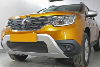 3 599 р. Защита радиатора (верх, 4 части) Стрелка11 Стандарт Renault Duster HM (2020-2024) (черная)  с доставкой в г. Йошкар-Ола. Увеличить фотографию 2