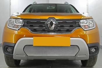 4 699 р. Защита радиатора (низ) Стрелка11 Стандарт  Renault Duster  HM (2021-2024) рестайлинг (хром)  с доставкой в г. Йошкар-Ола. Увеличить фотографию 2