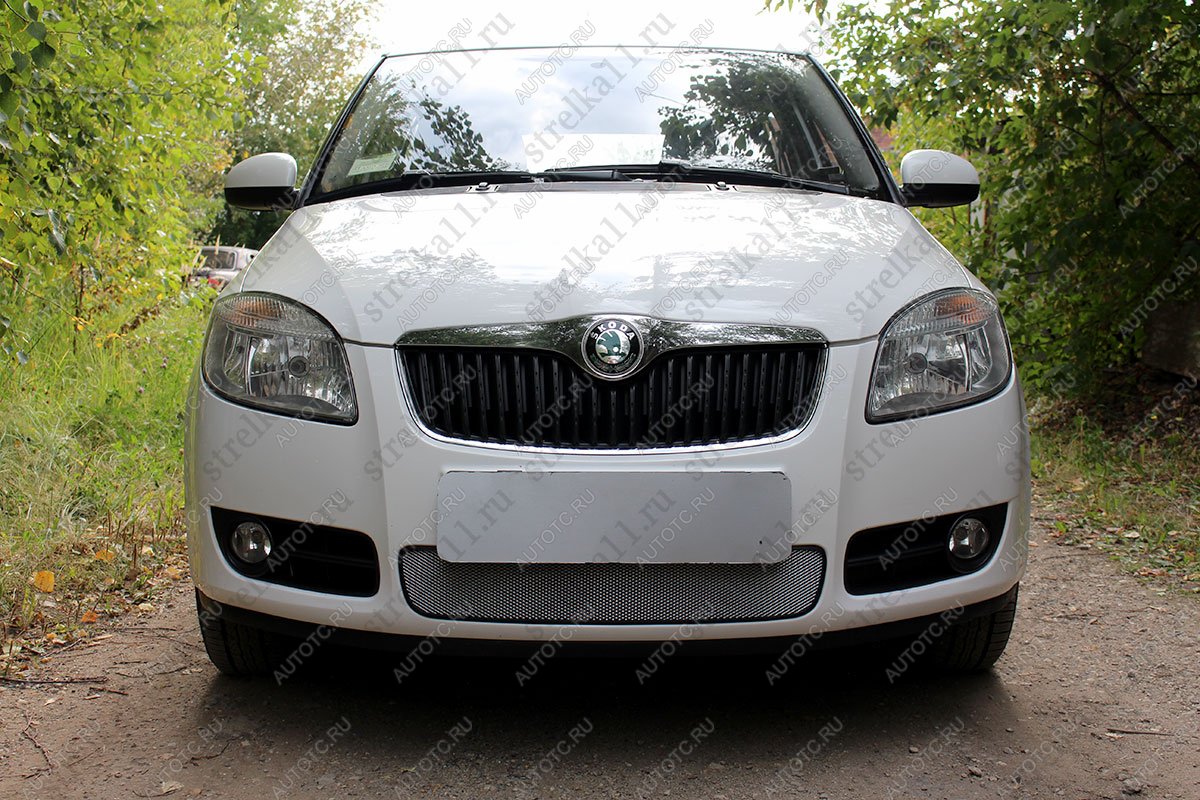 3 399 р. Защита радиатора Стрелка11 Стандарт  Skoda Fabia  Mk2 (2007-2010) универсал дорестайлинг, хэтчбэк дорестайлинг (хром)  с доставкой в г. Йошкар-Ола