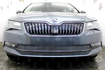 Защита радиатора (2 части) Стрелка11 Стандарт Skoda Superb B8 (3V5) универсал дорестайлинг (2015-2019)