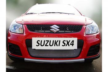 2 899 р. Защита радиатора Стрелка11 Стандарт Suzuki SX4 GYA,GYB  рестайлинг, хэтчбэк (2010-2016) (черная)  с доставкой в г. Йошкар-Ола. Увеличить фотографию 2