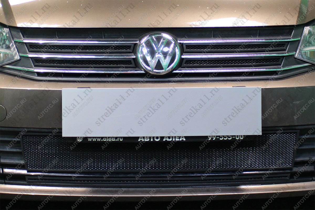 3 679 р. Защита радиатора (4 части верх) Стрелка11 Стандарт Volkswagen Polo 5 седан рестайлинг (2015-2020) (черная)  с доставкой в г. Йошкар-Ола