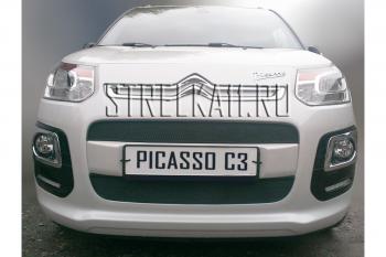 Зимняя заглушка решетки радиатора (низ) Стрелка11 CITROEN (Ситроен) C3 Picasso (С3)  рестайлинг (2013-2017) рестайлинг ()