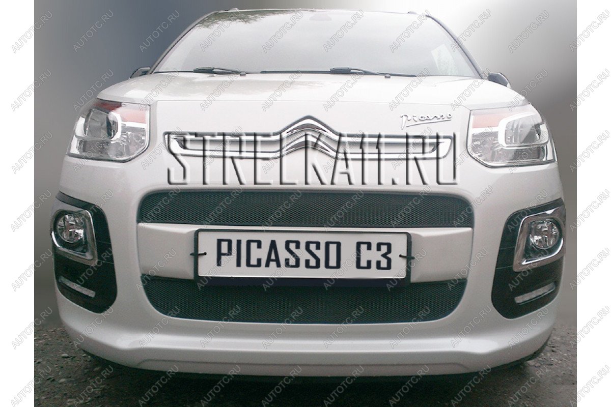 969 р. Зимняя заглушка решетки радиатора (низ) Стрелка11  CITROEN C3 Picasso  рестайлинг (2013-2017) (черная)  с доставкой в г. Йошкар-Ола