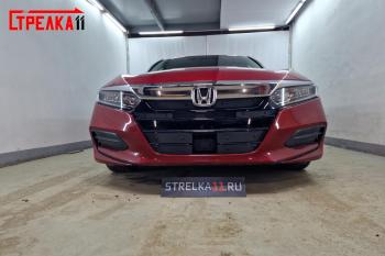 1 199 р. Зимняя заглушка решетки радиатора (низ 4 части) Стрелка11 Honda Accord CV (2019-2022) (черная)  с доставкой в г. Йошкар-Ола. Увеличить фотографию 2