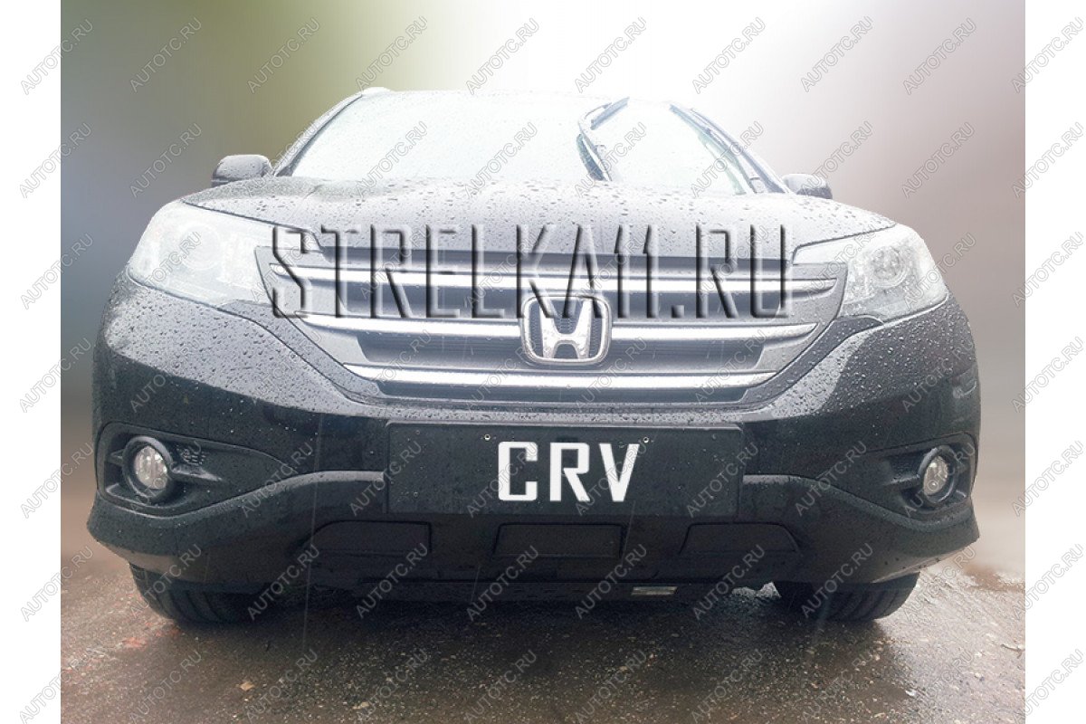 969 р. Зимняя заглушка решетки радиатора Стрелка11  Honda CR-V  RM1,RM3,RM4 (2012-2015) дорестайлинг (черная)  с доставкой в г. Йошкар-Ола