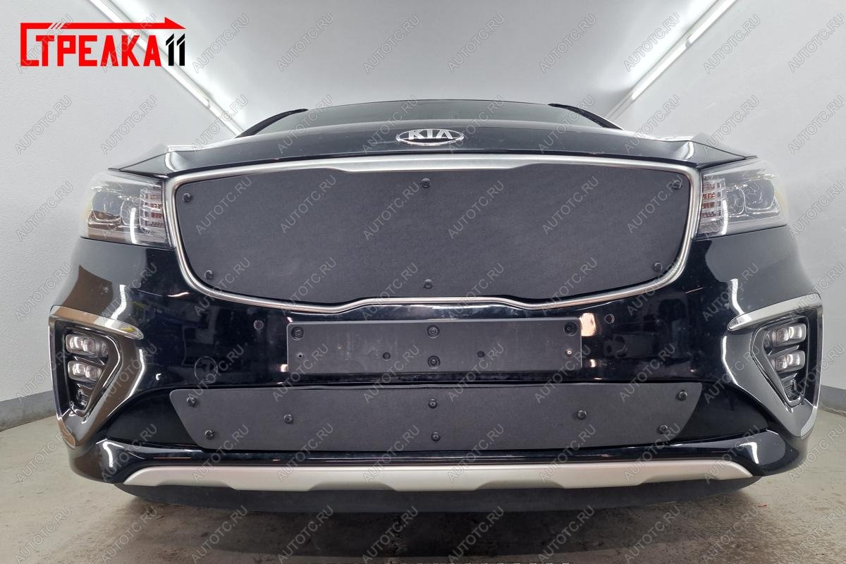 1 459 р. Зимняя заглушка решетки радиатора (низ) Стрелка11  KIA Carnival  YP (2018-2020) минивэн рестайлинг (черная)  с доставкой в г. Йошкар-Ола