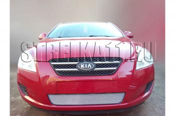 799 р. Зимняя заглушка решетки радиатора Стрелка11 KIA Ceed 1 ED дорестайлинг, хэтчбэк 5 дв. (2006-2010) (черная)  с доставкой в г. Йошкар-Ола. Увеличить фотографию 2