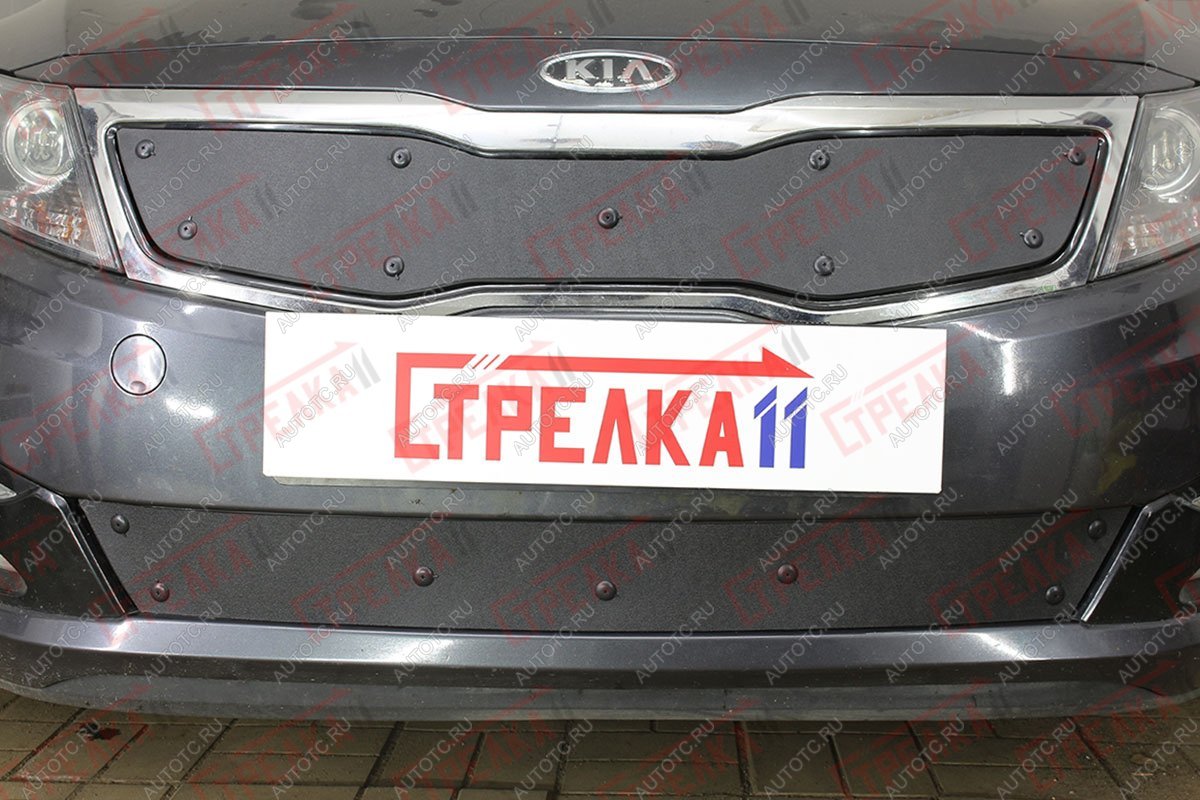 969 р. Зимняя заглушка решетки радиатора (низ) Стрелка11  KIA Optima  3 TF (2010-2013) дорестайлинг седан (черная)  с доставкой в г. Йошкар-Ола