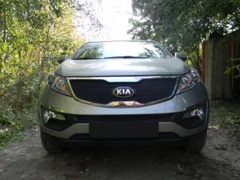 969 р. Зимняя заглушка решетки радиатора (верх) Стрелка11   KIA Sportage  3 SL (2010-2014) дорестайлинг (черная)  с доставкой в г. Йошкар-Ола. Увеличить фотографию 2