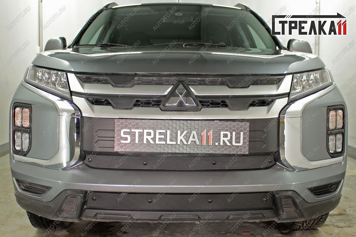 969 р. Зимняя заглушка решетки радиатора (низ) Стрелка11  Mitsubishi ASX (2019-2025) 3-ий рестайлинг (черная)  с доставкой в г. Йошкар-Ола