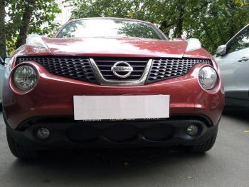 969 р. Зимняя заглушка решетки радиатора Стрелка11  Nissan Juke  1 YF15 (2010-2014) дорестайлинг (черная)  с доставкой в г. Йошкар-Ола. Увеличить фотографию 2